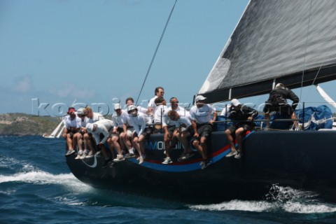 Duran Duran Rock star Simon Le Bon aboard the TP52 Rio during Antigua Race Week 2009