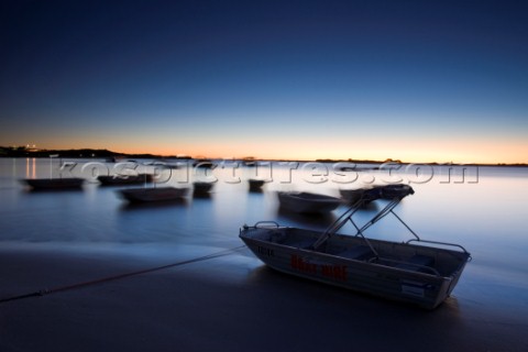 Long exposure of tourist hire boats on a calm evening