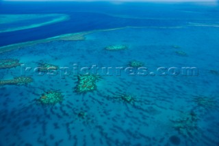 Aerial of the famous Great Barrier Reef, Queensland, Australia