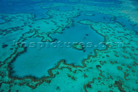 Aerial of the famous Great Barrier Reef Queensland Australia