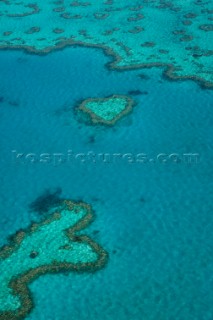 Aerial of the famous Great Barrier Reef, Queensland, Australia