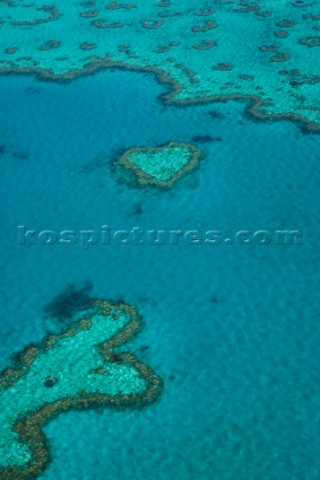 Aerial of the famous Great Barrier Reef Queensland Australia