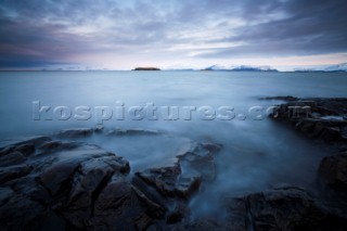 Dawn over desolate coastline near Hofn, Iceland