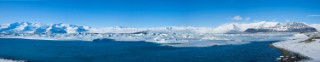 Panorama of the glacier lagoon at Jokusarlon, Iceland