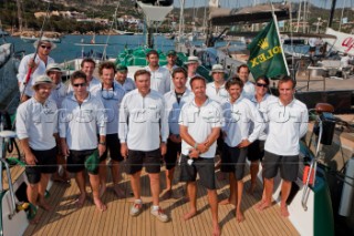 Maxi Yacht Rolex Cup 2009 Dock side. Genie crewGENIE, Sail n: W 77, Nation: MON, Owner: Charles de Bourbon, Model: wally 77, Sail n: ITA 1746, Nation: ITA, Owner: Vittorio Moretti, Model: MD 118