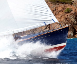 Sailing superyacht Rebecca racing in the Superyacht Cup 2010 in Antigua in the Caribbean