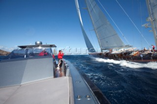 Sailing superyacht Rebecca racing in the Superyacht Cup 2010 in Antigua in the Caribbean