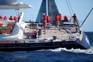 Sailing superyacht P2 racing in the Superyacht Cup 2010 in Antigua in the Caribbean