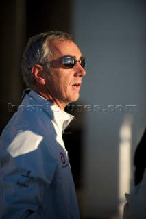 Loick Peyron at the Alinghi base in Valencia during the 33rd Americas Cup