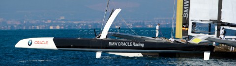 FEBRUARY 12TH 2010 VALENCIA SPAIN BMW Oracle team preparing the start of the 1st match of the 33rd A