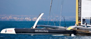 FEBRUARY 12TH 2010, VALENCIA, SPAIN: BMW Oracle team preparing the start of the 1st match of the 33rd Americas Cup in Valencia, Spain.
