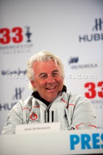 FEBRUARY 12TH 2010, VALENCIA, SPAIN: Press conference with Brad Butterwoth at la Darsena base in Valencia after the 1st race of the 33rd Americas Cup.