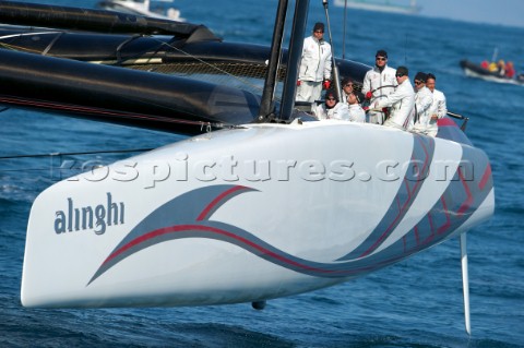FEBRUARY 14TH 2010 VALENCIA SPAIN Alinghi race 2 of the 33rd Americas Cup in Valencia Spain