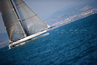 FEBRUARY 14TH 2010, VALENCIA, SPAIN: Alinghi, race 2 of the 33rd Americas Cup in Valencia, Spain