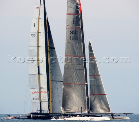 FEBRUARY 14TH 2010 VALENCIA SPAIN BMW Oracle  Alinghi race 2 of the 33rd Americas Cup in Valencia Sp