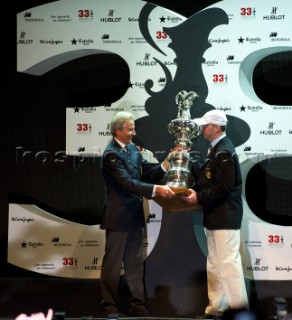 FEBRUARY 14TH 2010, VALENCIA, SPAIN: BMW Oracle, Prize Giving Ceremony of the 33rd Americas Cup in Valencia, Spain