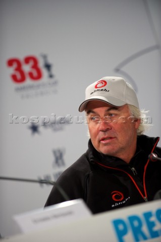 FEBRUARY 14TH 2010 VALENCIA SPAIN Alinghi press conference with Brad Butterworth at the 33rd America