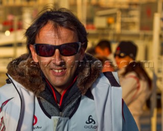 Valencia, 2/12/10. Alinghi5 33rd Americas Cup. Alinghi5 day 5 race 1 off dock. Alain Gautier. Editorial Use Only