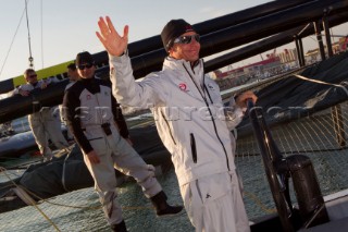 Valencia, 2/14/10. Alinghi5 33rd Americas Cup. Alinghi5 day 7 race 2 off dock. Ernesto Bertarelli.  Editorial Use Only.