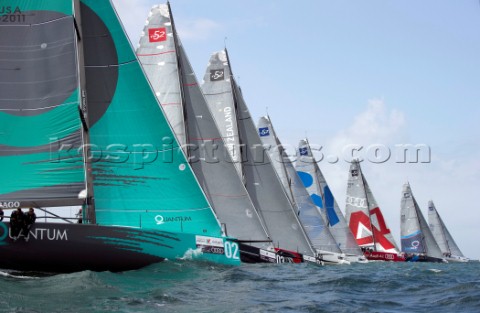 The TP52 fleet start the coastal race of the Trophy of Portugal Med Cup regatta Cascais Portugal 155