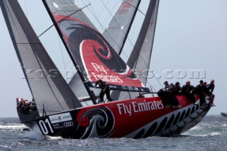 Emirates team New Zealand in the coastal race of the Trophy of Portugal, Med Cup regatta. Cascais, Portugal. 15/5/2010