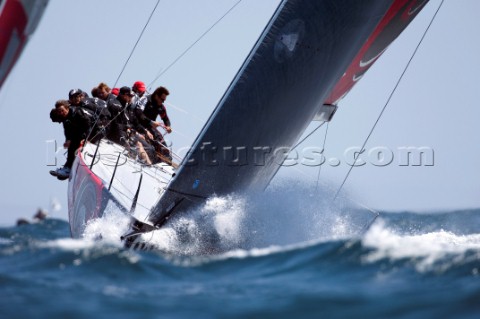 Emirates Team New Zealand in race nine of the Trophy of Portugal Med Cup regatta Cascais Portugal 16