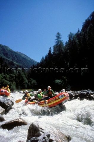 White water rafting in the Austrian mountains 