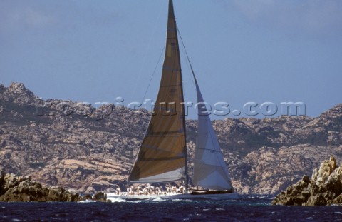 Maxi yacht sailing in the Mediterranean