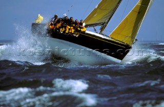 Farr 40 Dignity crashing through rough seas in strong winds - Commodores Cup 2000