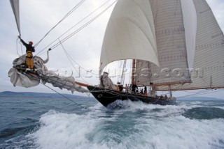 Classic superyacht gaff rigged schooner Mariette owned by Tom Perkins