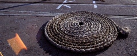 Graphic circular coil of mooring rope and line 