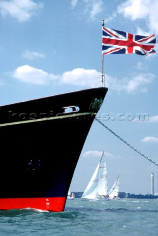 Union Jack on the bow of the Royal yacht Britania