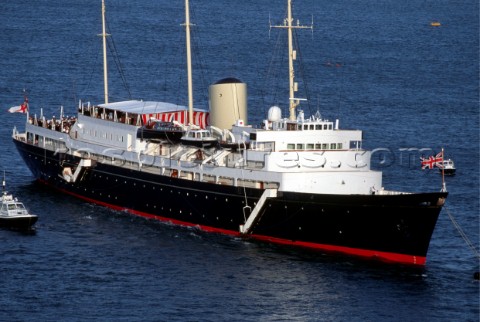 The Royal motor yacht Britannia moored in the Solent UK