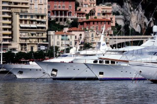 Power boats moored in Monaco harbour