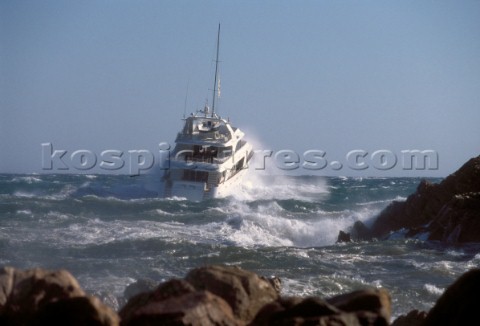 Superyacht My Way in rough seas Porto Cervo Sardinia