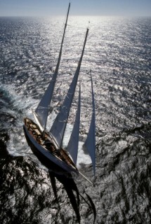 Aerial view of classic schooner Adela