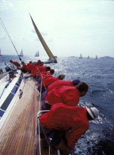On board Swan 60 Highland Fling during the Swan World Cup 1998 in Porto Cervo, Sardinia