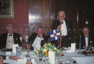 Dinner ceremony to celebrate the career of designer Olin Stephens. To his right but one, Rt Hon Edward Heath and to his left Olle Emmes of Nautor Swan