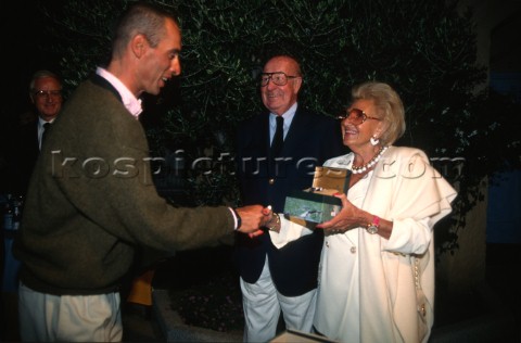 Mr  Mrs Andre Heiniger President of Rolex present the awards to Steffano Pastrovich of Wally YachtsM