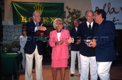 Hi Highness the Aga Khan and Mr  Mrs Heiniger from Rolex present the awardsMaxi Yacht Rolex Cup 1995