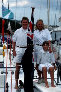 Mike Slade and family. Owner of Leopard. Maxi Yacht Rolex Cup 1995. Porto Cervo, Sardinia.