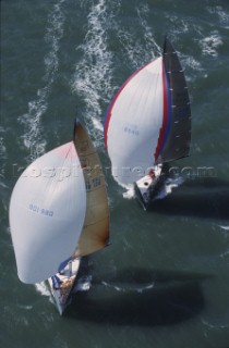 Rolex Commodores Cup 2000. The Solent, Cowes, Isle of Wight, UK. Three boat teams from around the world compete for the coveted RORC trophy. The event is hosted by the Royal Yacht Squadron.