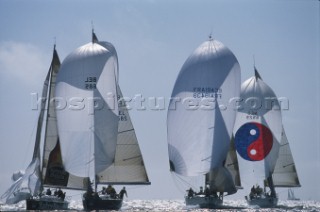 Rolex Commodores Cup 2002. The Solent, Cowes, Isle of Wight, UK. Three boat teams from around the world compete for the coveted RORC trophy. The event is hosted by the Royal Yacht Squadron.