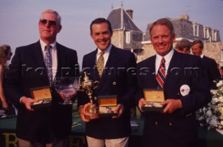 Owners of the American team yachts. Centre Don Smith of Falcon. Rolex Commodores Cup 1992