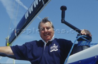 Peter Harrison owner of Chernikeef. Rolex Commodores Cup 2000. The Solent, Cowes, Isle of Wight, UK. Three boat teams from around the world compete for the coveted RORC trophy. The event is hosted by the Royal Yacht Squadron.