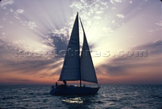 Sailboat sailing during sunset