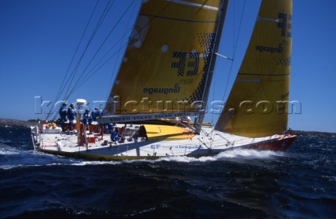 Whitbread 60 EF Language skippered by Paul Cayard racing in the Whitbread Round the World Race now k