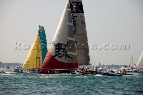 PORTSMOUTH UNITED KINGDOM  JUNE 2 A large spectator fleet join the Volvo 70 yachts as Pirates of the