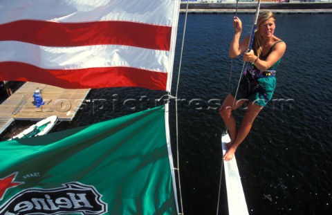 Dawn Riley  skipper of Whitbread 60 Heineken 1994 Volvo Ocean Race