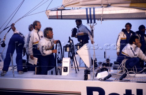 Helmsman Lawrie Smith and navigator Vincent Geek onboard Rothmans in the 1986 Whitbread Round the Wo